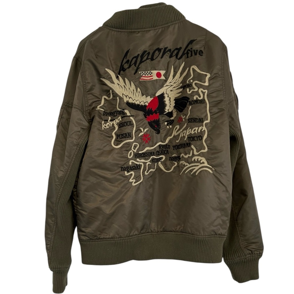 Kaporal Five Bomber Jacket Olive Green Eagle Japan Asia Mens Large Airforce Crew